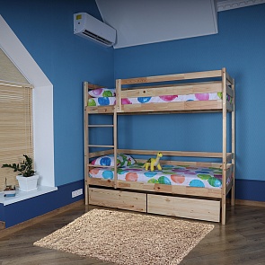 Двухъярусная кровать с ящиками babyson 4 лаковая  80x190см