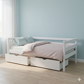 Подростковая кровать белая  babyson 1 с ящиком 80x190см