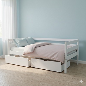 Подростковая кровать белая  babyson 1 с ящиком 80x190см